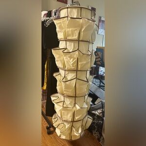 Hanging Beige Shoe Carousel Storage Organizer - 20 pairs